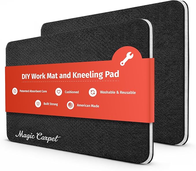 Magic Carpet® DIY Work Mat and Kneeling Pad (2-Pack) | 15.75″ × 21.25″ | Heavy-Duty Absorbent & Puncture-Resistant Pad for Garage, Crafts, & Gardening | Washable | Made in USA | Recycled Material
