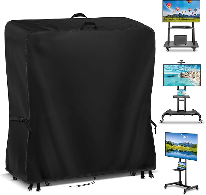 Kingling Outdoor TV Cover 55 Inch Weatherproof, Waterproof Outdoor TV Stand Covers For Mobile TV Carts With Floor Stand Base, TV Screen Protection Covers For Outside- 55”L x 14”W x 55”H(Cover Only)