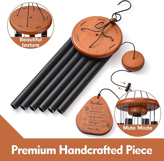 AMBOBE Memorial Gifts for Loss of Brother, 32" Memorial Wind Chimes for Loss of Brother Sympathy Gifts, Remembrance/Bereavement Gifts for Loss of Brother, Windchimes in Memory of Brother
