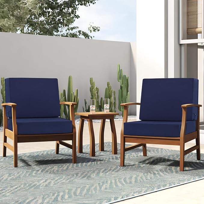 Favoyard Deep Seat Patio Cushion Set 19 x 19 Inch Waterproof Outdoor Chair Cushions for Patio Furniture with Fade Resistant and Removable Cover with Handle & Adjustable Straps for Patio, Yard, Garden