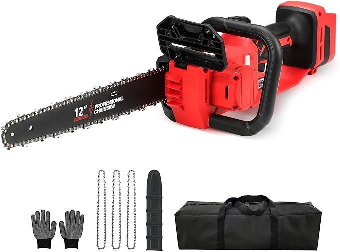 Brushless Electric Chainsaw 12" Cordless Tool Only for Milwaukee M18 18V Battery with Auto Oiler & Security Lock, for Tree Saw Trimming and Branch Wood Cutting (Tool Only)