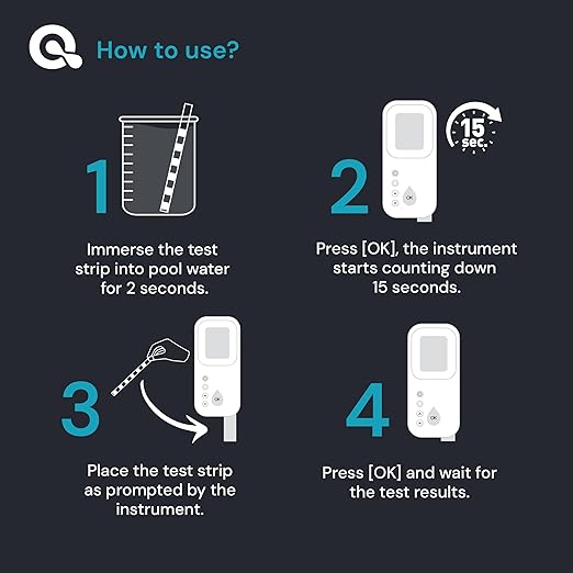 Eagle Ray Digital Pool Water Test Kit by AquaDoc with Digital Water Tester and 30 Pool Test Strips for Chlorine, Bromine, Total Hardness, Cyanuric Acid, Alkalinity, and pH