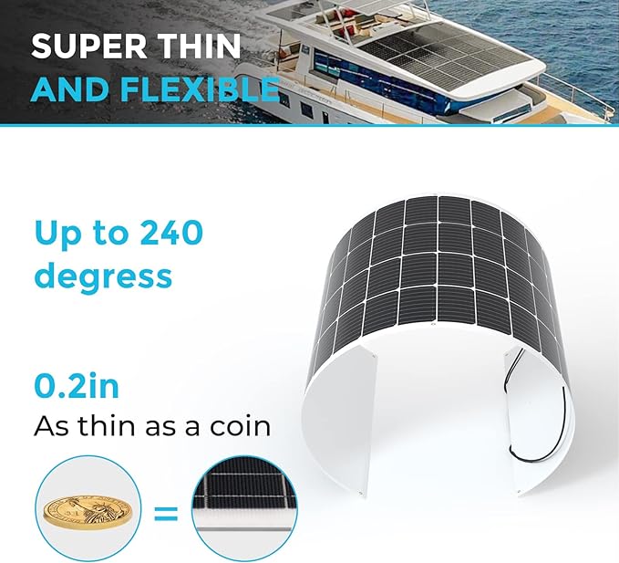Renogy Solar Panels 200 Watt 12V, Flexible Solar Panel 200W 22% High-Efficiency, 240° Ultra Lightweight Solar Panels for Marine RV Cabin Van Car Boat Camping Curve Surfaces