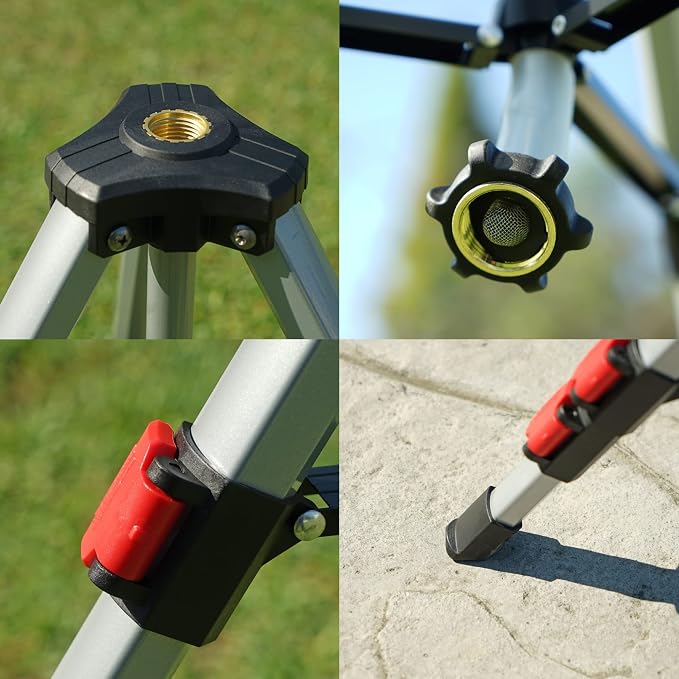 Eden 94156 PRO Metal Telescoping Tripod Adjustable 6-Pattern Mobile Rotary Gear Drive Garden Sprinkler for Yard W/Premium Quick Connect Starter Set