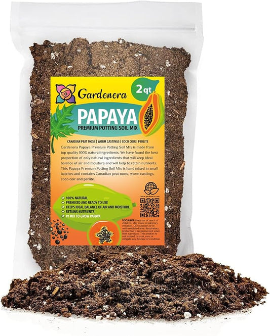 Elevate Your Papaya Garden with Gardenera's Organic Potting Mix - Tailored for Robust Papaya Plants and Flavorful Harvests - 2 Quart