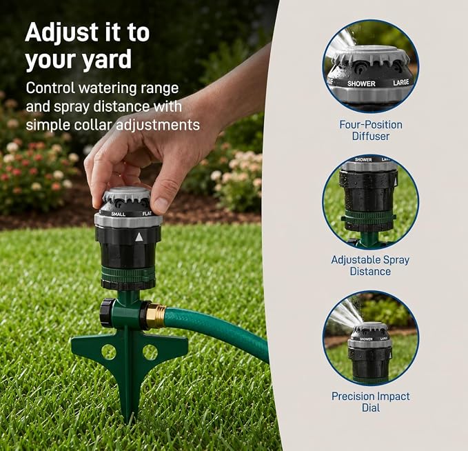Orbit H2O-6 Gear Drive Sprinkler - Versatile Gear Drive for Efficient Lawn Watering