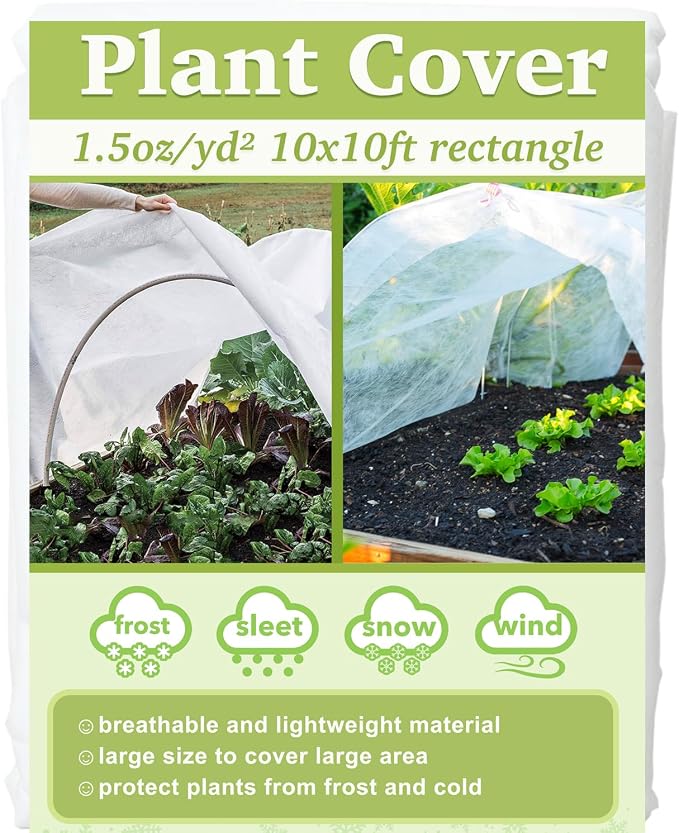 Plant Covers Freeze Protection 10x10ft Floating Row Cover 1.5oz/yd² Plant Covers for Winter Garden Fabric for Cold Sun Protection