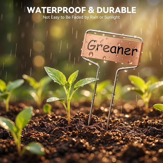 Greaner 2.6" x 10" Garden Labels, 60 Packs Plant Labels for Outdoor Waterproof, Plant Markers with Permanent Pen and Rainproof Pet Films for Indoor Outdoor Use