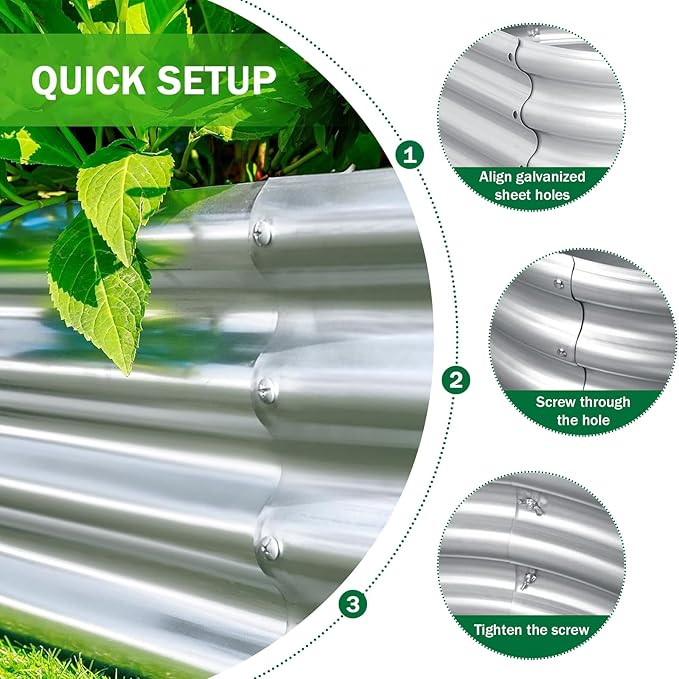 RAYKEEP 2pcs 7x2x1FT Raised Garden Beds Outdoor Kit, Galvanized Oval Planter Box, Metal Bottomless Elevated Garden Boxes Set for Planting Vegetables, Fruits, Flowers