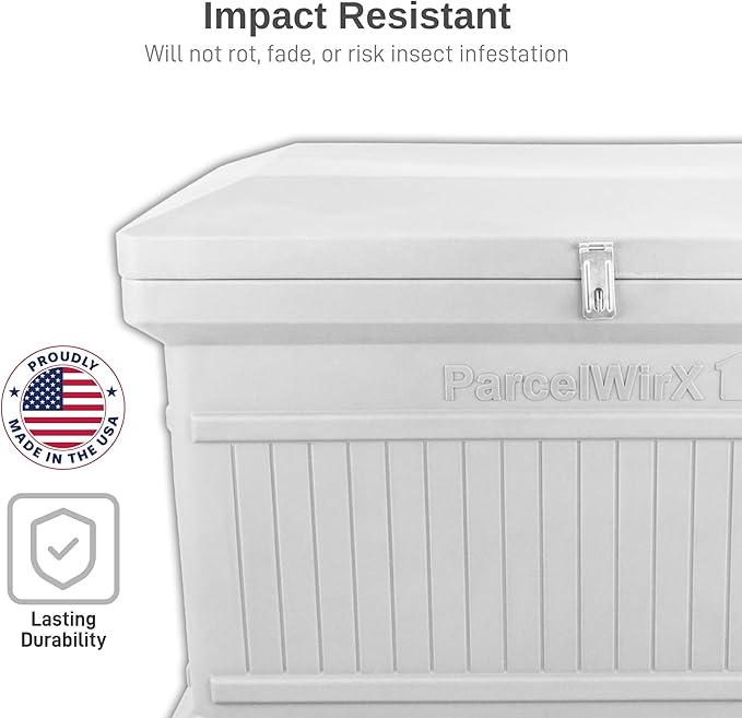 RTS Home Accents ParcelWirx Premium Horizontal Storage Cabinet/Lockable Package Delivery Box with Hinged Lid, Slate Grey