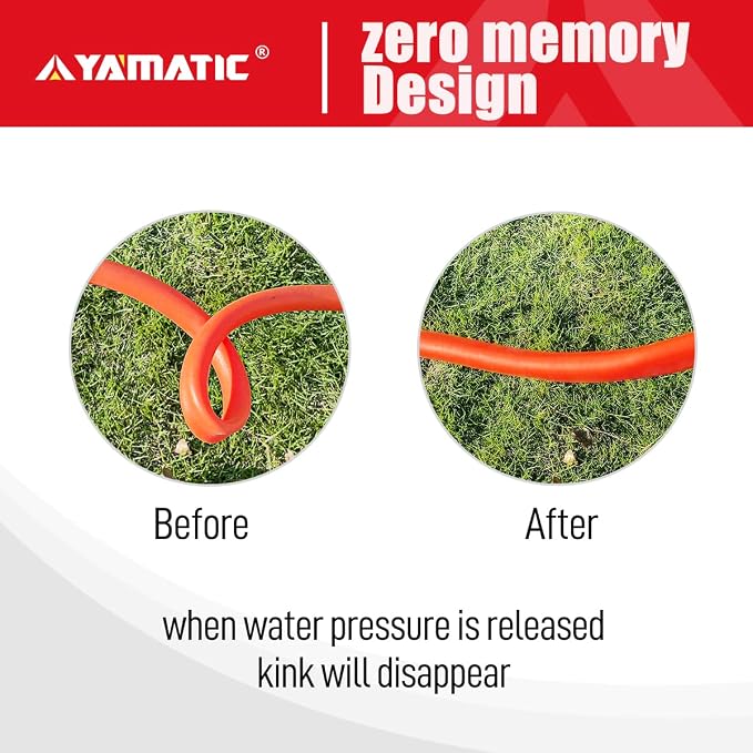 YAMATIC Impact Sprinkler with Adjustable Tripod Base and Heavy Duty Super Flexible Garden Hose 5/8 in x 50 ft