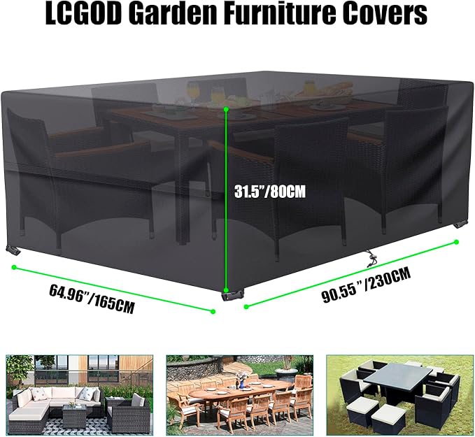Patio Furniture Cover ,Waterproof Outdoor Sectional Couch Set Covers ,General Purpose, Outside Table and Chair Covers,Rectangular Heavy Duty Weatherproof 90"Lx65"Wx31"H