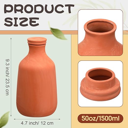 DoubleFill 1 Pcs 50 oz Ollas Terracotta Watering Pots Self Watering Planter Insert Terracotta Globes Clay for Outdoor Indoor Garden Plants, Easy to Refill