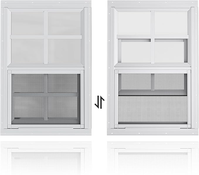WRISIN 2 Pack Shed Windows 14" W x 21" H Flush Mount, White Household Windows for Playhouses, Barns, Chicken Coop