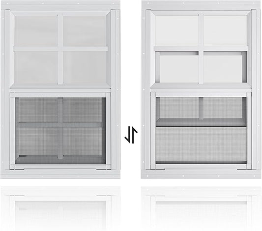 WRISIN 2 Pack Shed Windows 14" W x 21" H Flush Mount, White Household Windows for Playhouses, Barns, Chicken Coop