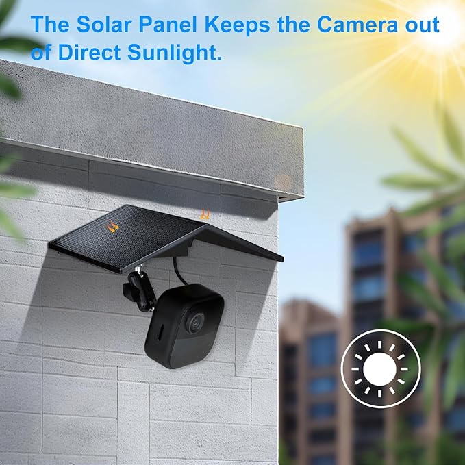 Solar Panel for Blink Camera Outdoor 4 (4th Gen) /2K+/3rd Gen/XT/XT2, Perfect View Angle for Wireless Blink Camera, (Black),(Camera Not Included)