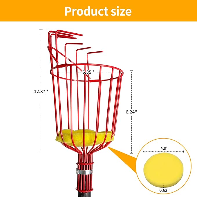WIN&YING 26FT Reach Fruit Picker Pole, Telescopic Picking Pole with Gentle Grip Claw & Collapsible Basket, Adjustable Apple Picker Pole Tool for Avocado Orange Lemon Pear Mango