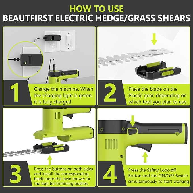 12V Cordless Hedge Trimmer & Grass Shears - 2 in 1 Handheld Small Electric Grass Shear Bush Trimmer, Lightweight Shrubbery Trimmers Battery & Charger Included, Shrub Trimmer for Garden, Yard, Lawn