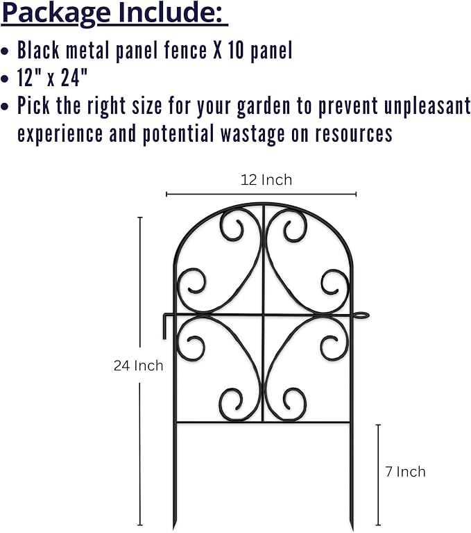 ShopLaLa Garden Fence Border Animal Barrier (10 Panels) 12in(L) x 24in(H) Metal Wire Fence Butterfly Arch Panel Outdoor Fencing Rustproof for Lawn Landscape Decor Small Dog Fences for the Yard Patio