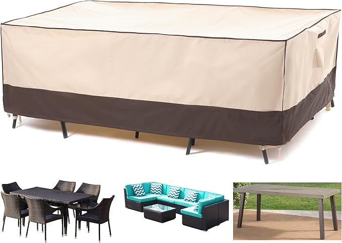 F&J Outdoors Patio Furniture Cover, Waterproof UV Resistant for Table & Chairs Set, 90" Wx60 Dx27.5 H