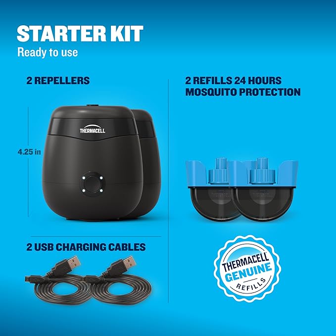 Thermacell E-Series Rechargeable Mosquito Repeller with 20’ Mosquito Protection Zone; Bug Spray Alternative; Scent Free