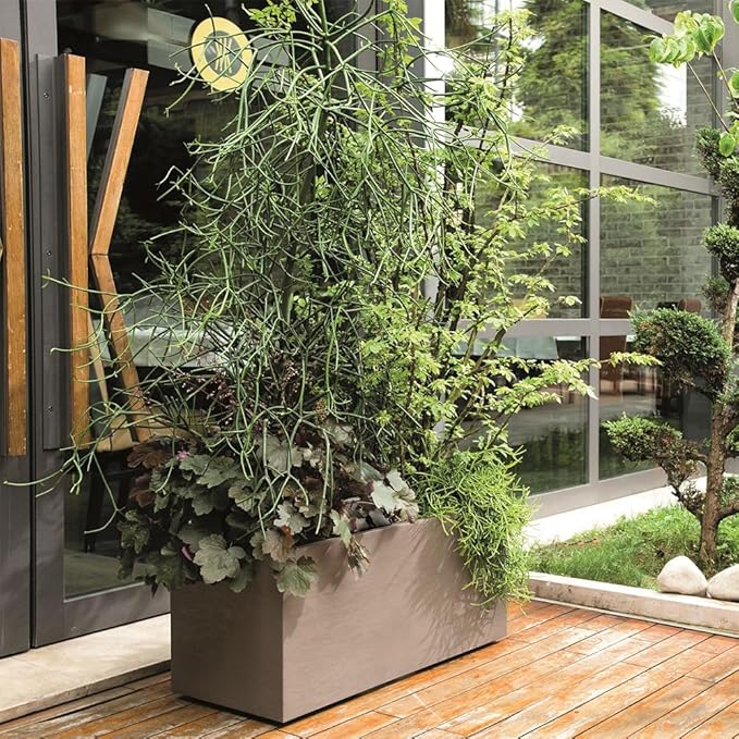Deroma Gravity Planter | 23” x 10” x 10" Rectangle | Light & Durable Plastic | Includes Water Reserve & Drainage Plug | Pot for Plants, Flowers, Garden | Sand
