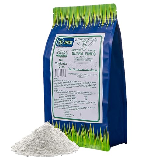 Supply Solutions Sulfate of Potash 0-0-50 - Organic Potash Fertilizer - Suitable for Fertigation, Drip Systems, Foliar, Hydroponics, Greenhouse Use - Ideal for Flowers, Fruits, Gardens (10 Pounds)