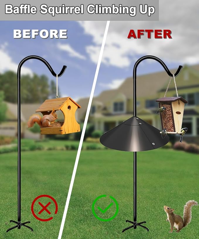 Garbuildman Metal Squirrel Baffle for Bird Feeder Pole, Outside Pole Mount Bird House Guard for Outdoor Shepherd’s Hook, 19 Inch, 2 Pack