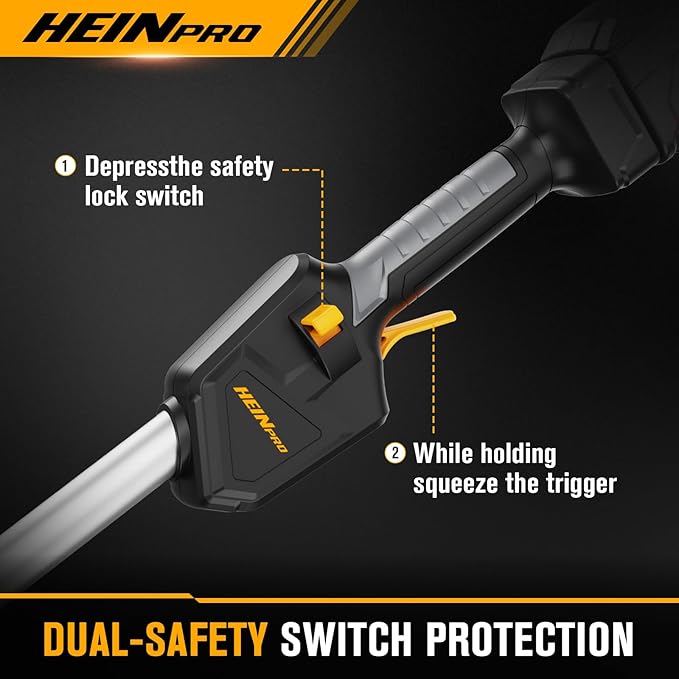 HEINPRO Cordless Weed Wacker Compatible with DeWalt 20V MAX Battery, 16" Brushless Weed Eater, Grass Trimmer for Lawn Care, Bump Feed, String Trimmer with 4 Bulk Trimmer Line Coils (Tool Only)