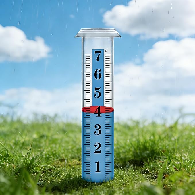 2PCS Rain Gauge Replacement Tube Plastic, Accurate Rain Gauge Outdoor, Thickened and Transparent 7" Capacity Tube with Blue Strip for Yard & Garden, 2 Rainfall Meter Tube with 1 Clean Brush