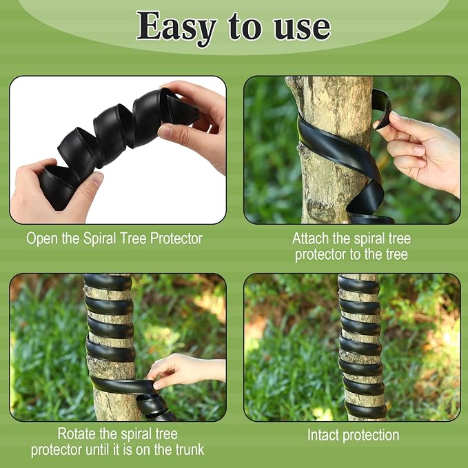 Wesiti 20 Pcs Tree Trunk Protector Plastic Spiral Trunk Tree Wrap Guard Bark Tube Protectors to Protect Bark Saplings from Deer Cats Rodents Rabbit Mowers (Black)