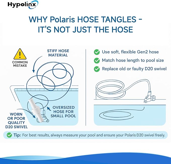 Polaris Compatible Pool Cleaner Hose Replacement – Gen2 30 Ft Feeder Hose for Polaris 280 380 180 & D45 – Tangle-Free Design (Not for 360)