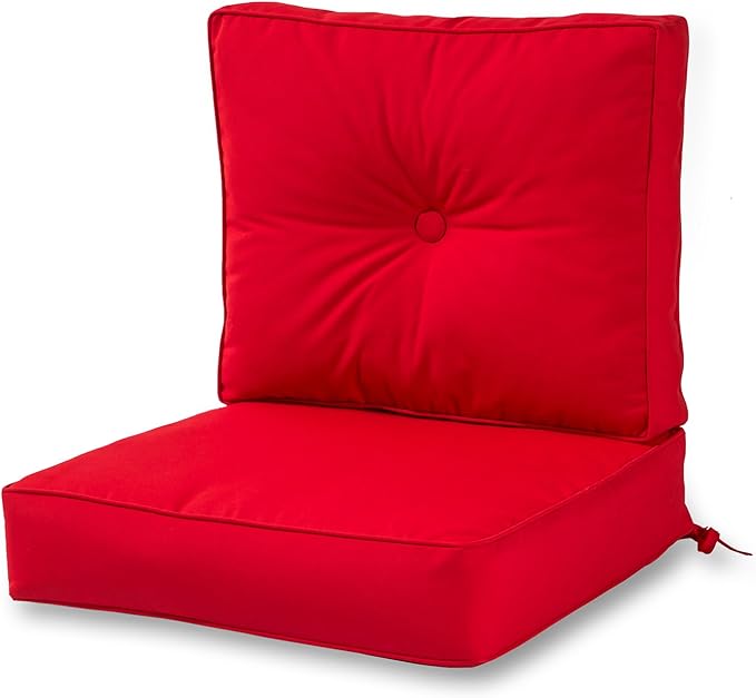 Greendale Home Fashions Outdoor 2-Piece Sunbrella Premium Deep Seat Cushion Set, Canvas Jockey Red