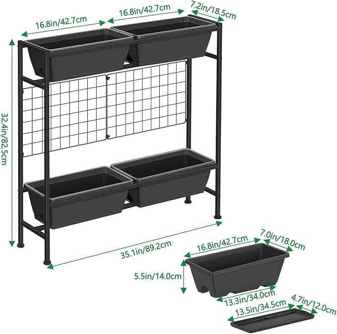 ETELI Vertical Garden Planter Raised Garden Beds with Legs Elevated Garden Planter Boxes with Trellis Patio Balcony Herb Garden Planter Beds Outdoor for Flowers Vegetables, Gray