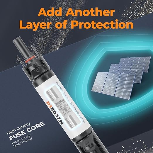 Solar Fuse Holder Inline 20Amp 1000V PV Fuses 20A Panel Fuse with Male and Female Connector for Panels Surge Protection Device 2 Pcs