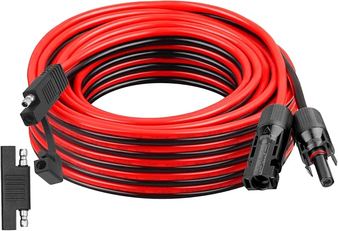 XRDS -RF 10AWG SAE to Solar Panel Connector Cable 30FT, Heavy-Duty Tinned Copper, Solar Extension Cable with SAE Polarity Reverse Adapter for Solar Power Systems and Battery Connections