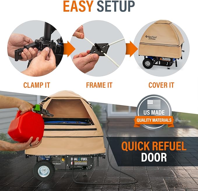 GenTent Open Frame Running Cover – Universal Kit Generator Tent (Tan, Original - Extreme)