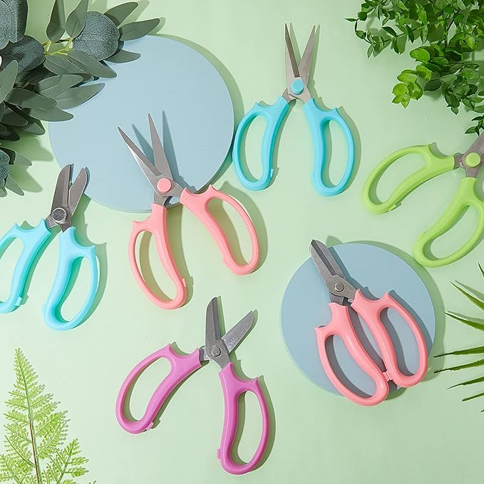 12 Pcs Gardening Tools Flower Scissors Flower Bar Supplies Pastel Rainbow Color Pruning Scissors Floral Shears Stainless Steel Garden Clippers Cutters for Branches Leaves, Gift for Women(Fresh Color)