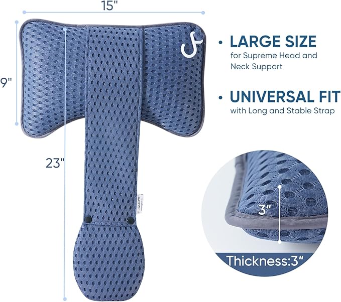 2-Pack Large Pillows for Hot Tub (Blue), Spa & Chaise Lounge – Universal Headrest & Neck Support Cushion with Removable Weighted Pouch, Long Strap for Height Adjustment & Easy-Dry Hook