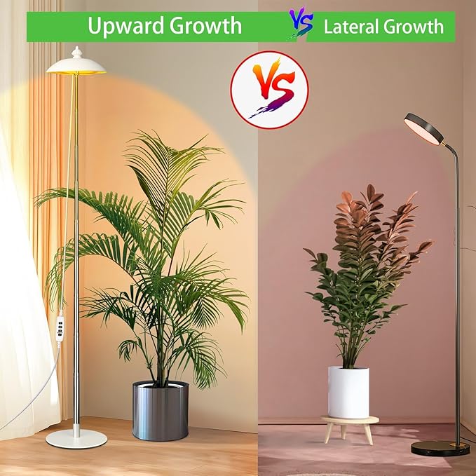 LED Floor Grow Lights for Indoor Plants, Corner Stand Full Spectrum Plant Growing Lamp, 10 Dimmable Levels Auto 3/6/9/12H Timer Grow Light, Height Adjustable for Large Tall Plants