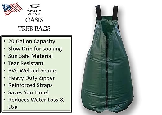 Large 3ft Tall 20 to 50 Gallon Tree Soaker Watering Bags, Reusable, Heavy Duty, Slow Extended Release Water Bags for Trees, Premium PVC Tree Drip Irrigation Bags for Landscaping (3)