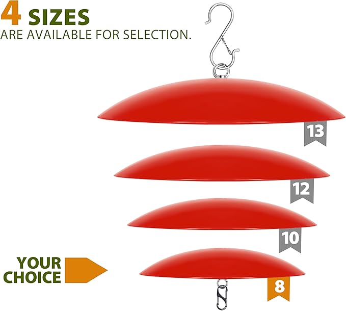8" Bird Feeder Dome, Hummingbird Feeder Rain Guard, Bird Feeder Cover for Small Feeders, Protective Cover Work with Ant Guards（Red,2 Pack