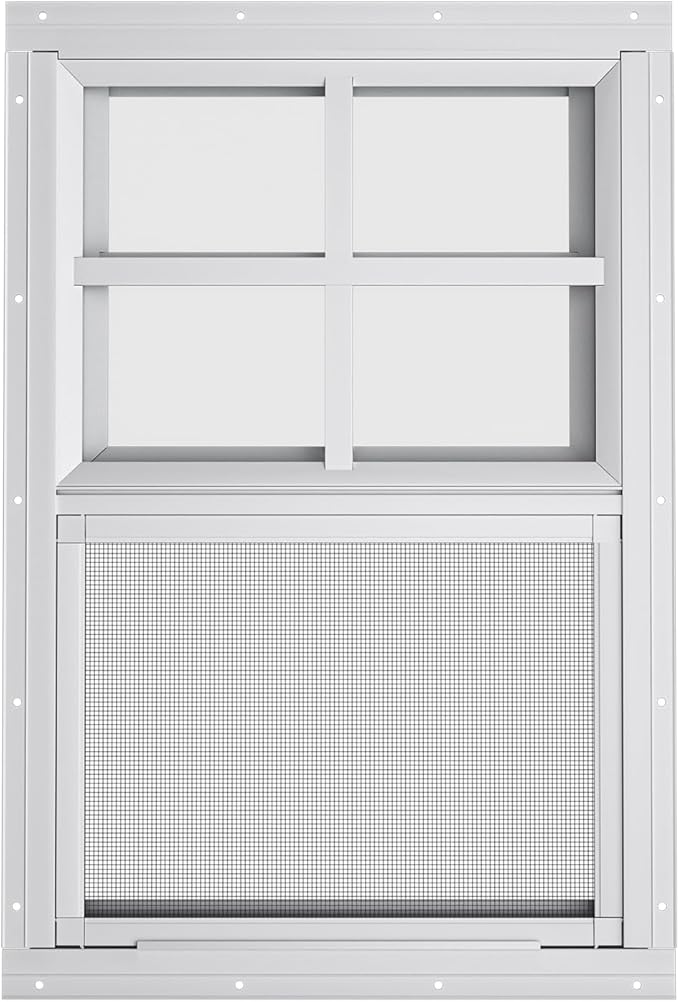 WRISIN 2 Pack Shed Windows 12" W x 18" H Flush Mount, White Household Windows for Playhouses, Barns, Chicken Coop