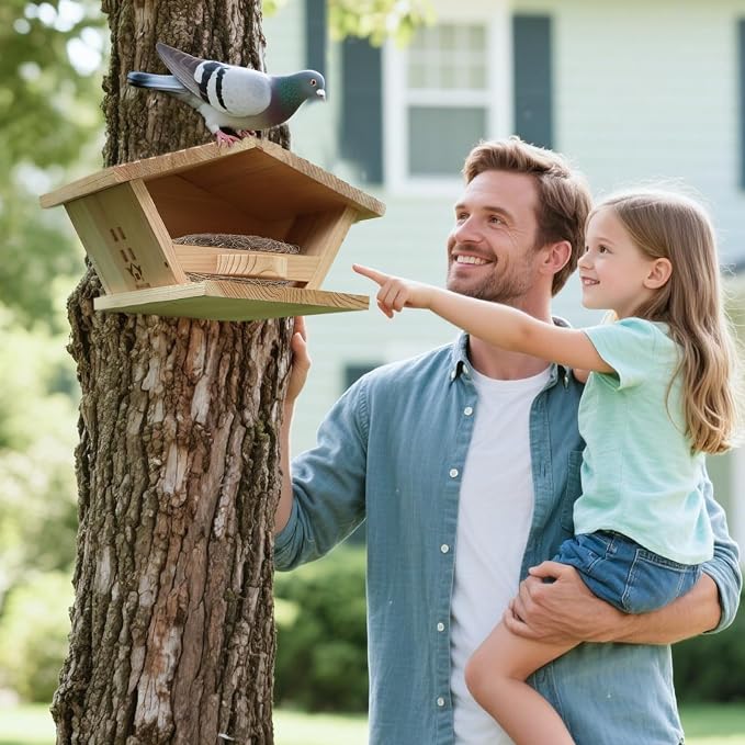 Cedar Wood Mourning Dove Nesting Box – Open Dove House for Outside, Weatherproof, Long-Lasting, Easy to Assemble, Hanging Roosting Platform Birdhouse for Doves, Blackbirds, Robins & Pigeons