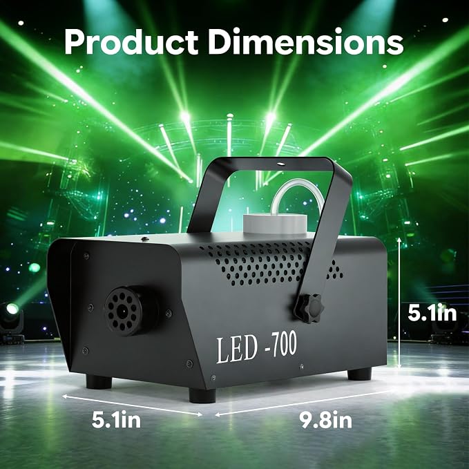 700W Professional Smoke & Fog Machine with 14 Color LED Lights – Wireless Remote Control, Continuous Spray, Durable Design – Perfect for Halloween Weddings Party Event, 2 Pack