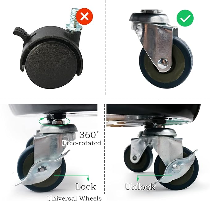 Plant Caddy with Wheels 16 Inch 3 Pack, Heavy Duty Metal Plant Stand & Dolly with Lockable Casters, Holds 230 lbs for Indoor Outdoor Large Flower Pots, Black