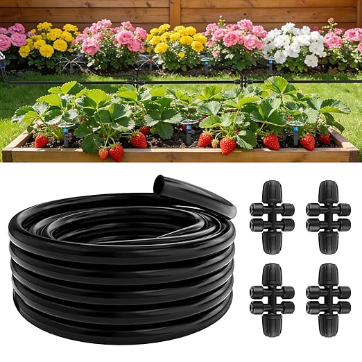 Compact Programmable Solar Automatic Plant Waterer Kit Work with Indoor Outdoor,Self Watering Drip Irrigation Pump Indoor/Outdoor Vacation Free (50FT 5/16" Main Tube Kit)