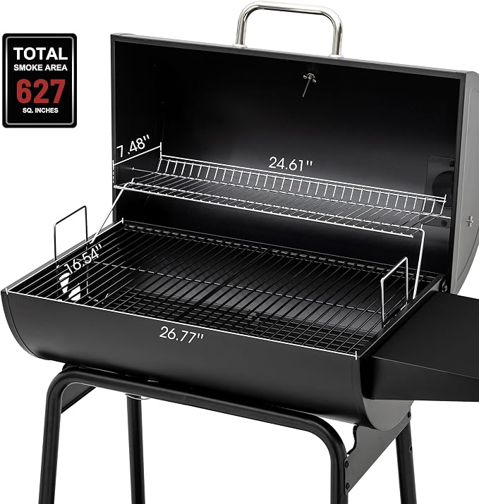 Royal Gourmet CC1830 30 Barrel Charcoal Grill with Side Table, 627 Square Inches, Outdoor Backyard, Patio and Parties, Black | Masterbuilt MB20091621 Lump Charcoal 16 Pound, Black