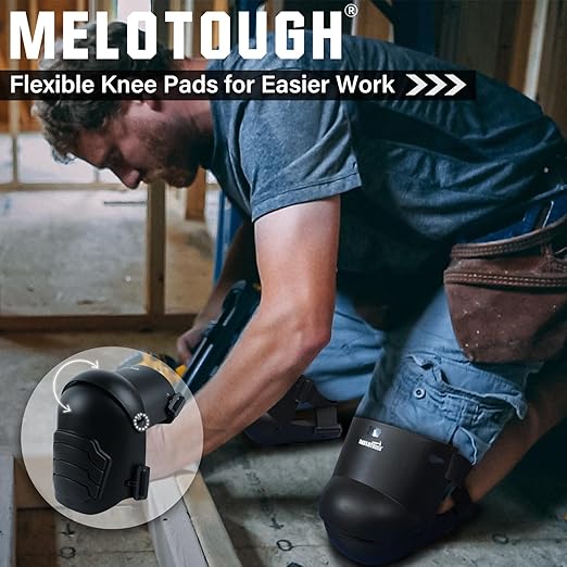 MELOTOUGH Knee Pads for Work,Construction,Flooring,Gardening-Comfortable and Flexible(BLACK)