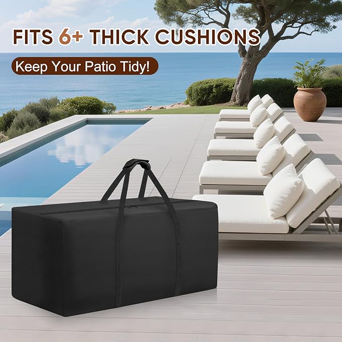 Outdoor Patio Cushion Storage Bag - Waterproof Large Patio furniture Cushion Organizer Storage Bag with Handle and Zipper, 68" L x 30" W x 20" H Big Foldable Duffle Cover